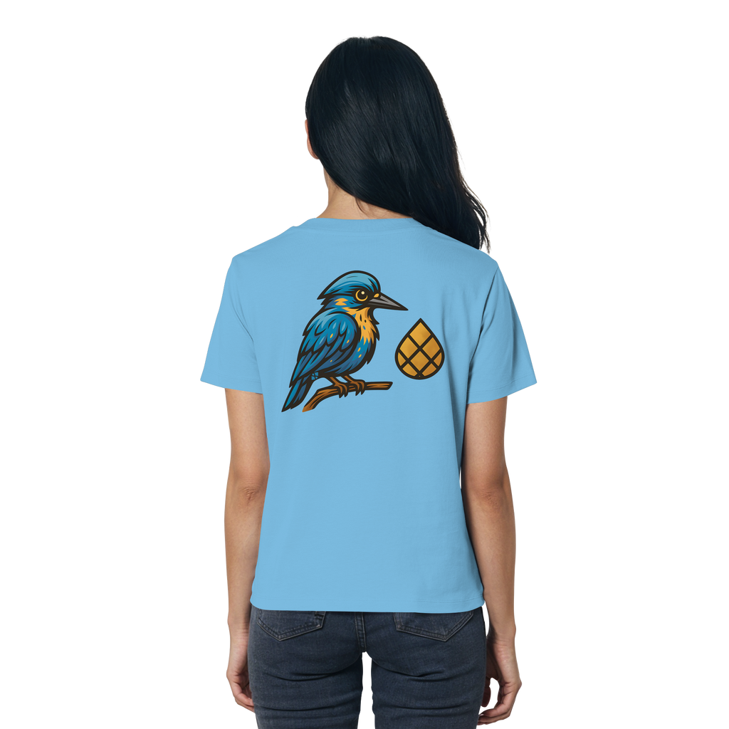Tannenhäher mit Zirbelnuss + Emblem Stick - Ladies Organic Shirt