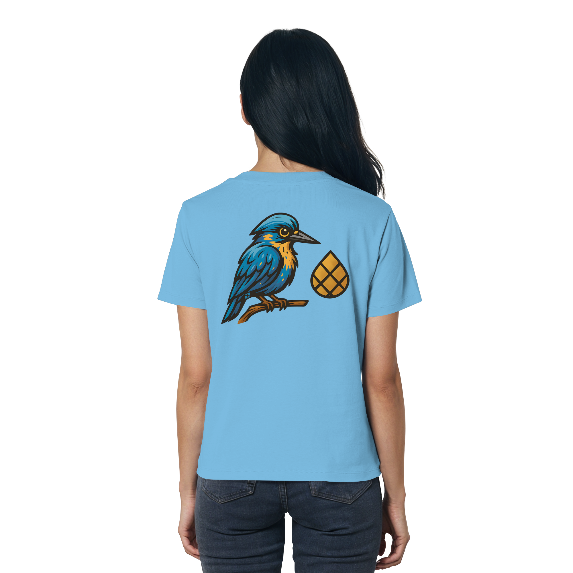 Tannenhäher mit Zirbelnuss + Emblem Stick - Ladies Organic Shirt