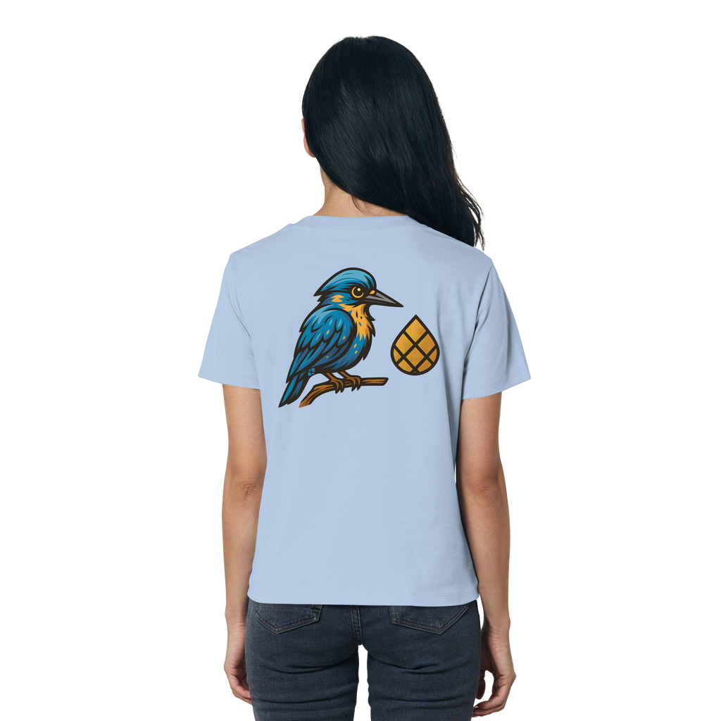 Tannenhäher mit Zirbelnuss + Emblem Stick - Ladies Organic Shirt