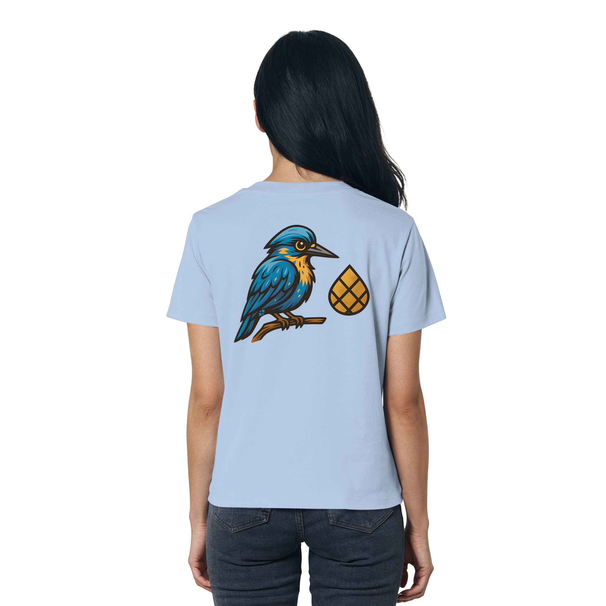 Tannenhäher mit Zirbelnuss + Emblem Stick - Ladies Organic Shirt