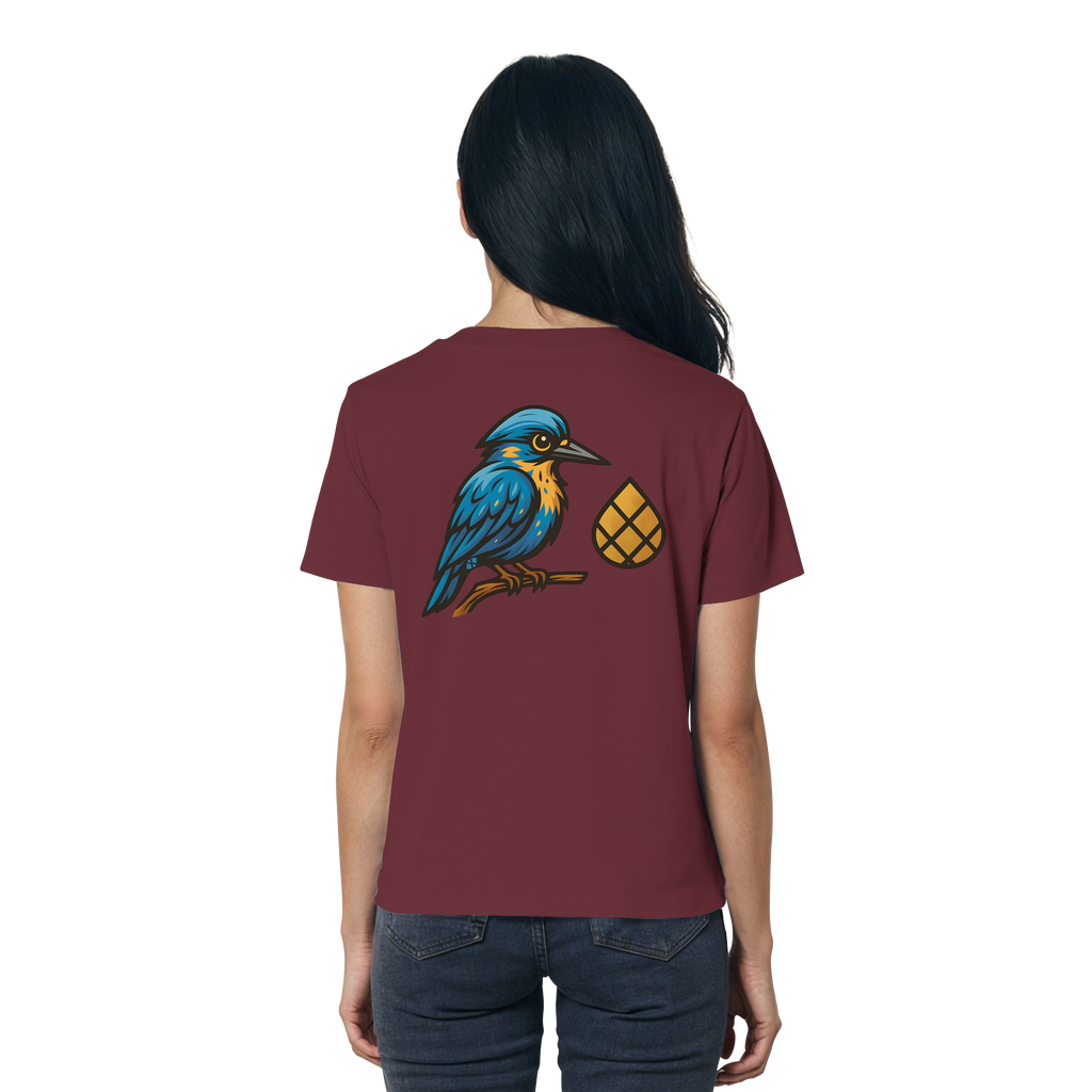 Tannenhäher mit Zirbelnuss + Emblem Stick - Ladies Organic Shirt