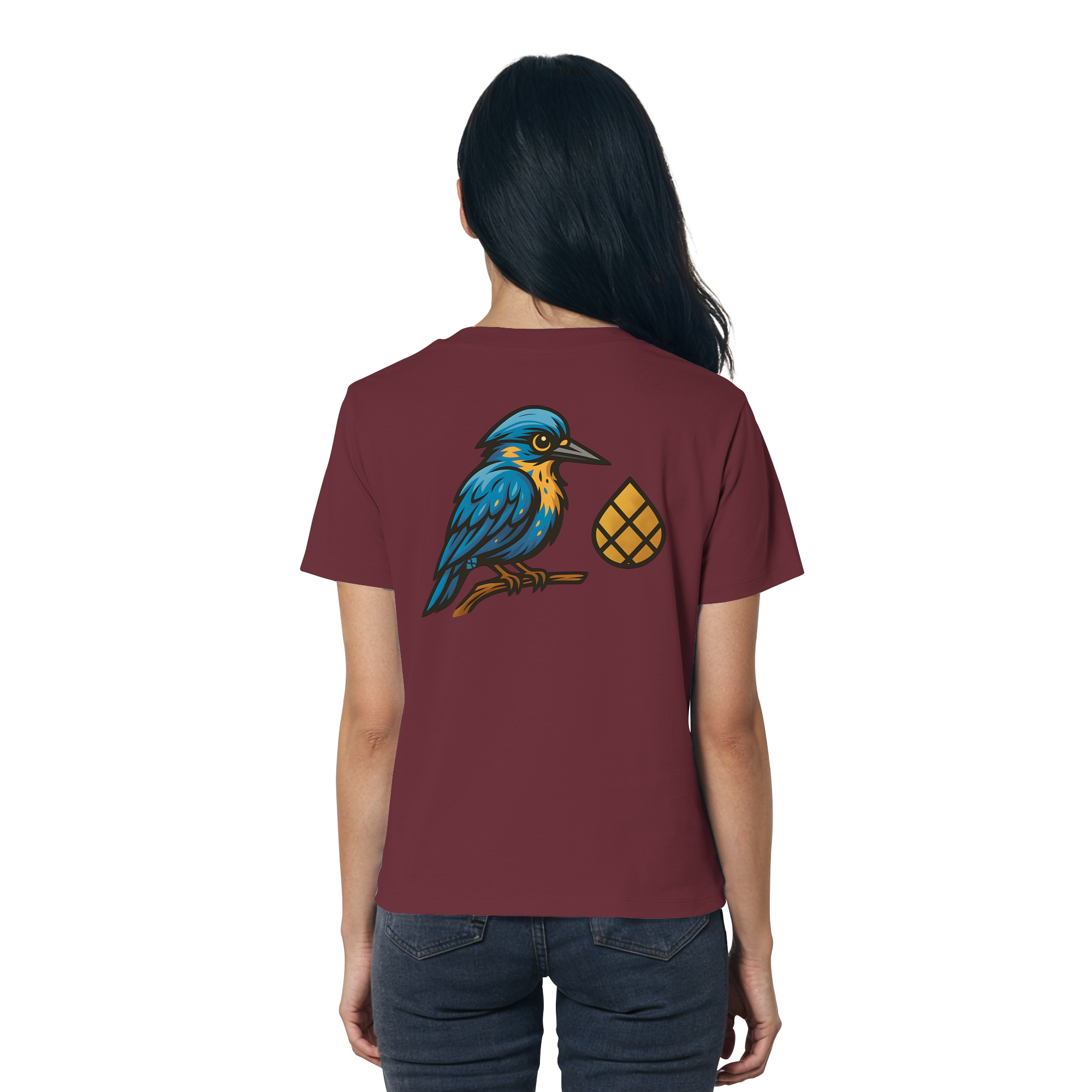Tannenhäher mit Zirbelnuss + Emblem Stick - Ladies Organic Shirt