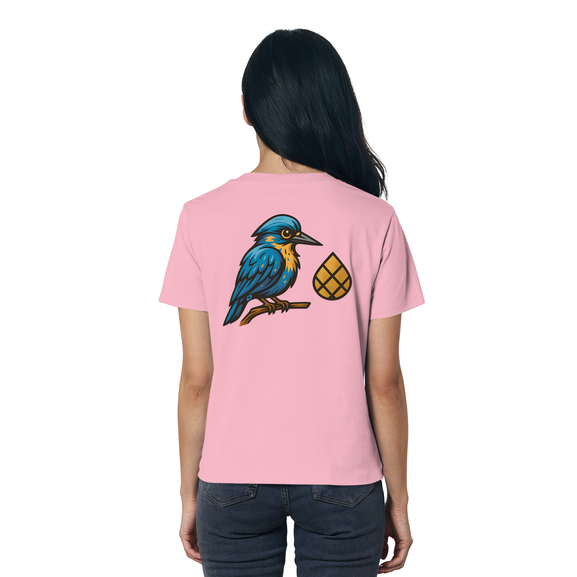 Tannenhäher mit Zirbelnuss + Emblem Stick - Ladies Organic Shirt
