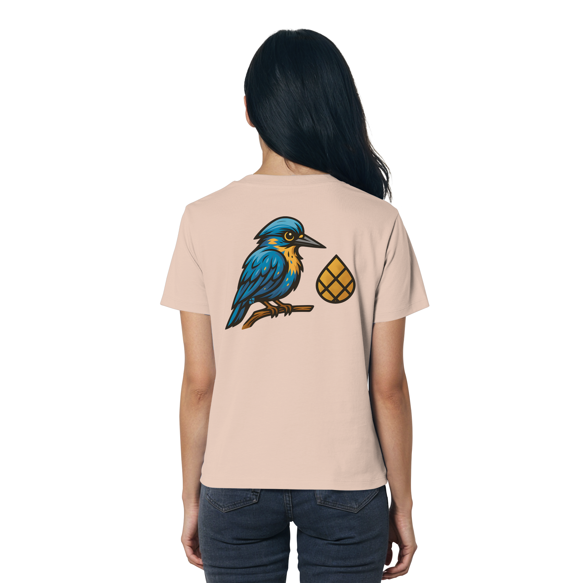 Tannenhäher mit Zirbelnuss + Emblem Stick - Ladies Organic Shirt