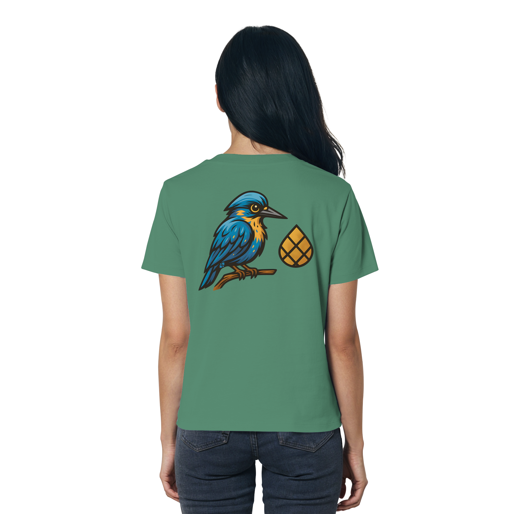 Tannenhäher mit Zirbelnuss + Emblem Stick - Ladies Organic Shirt