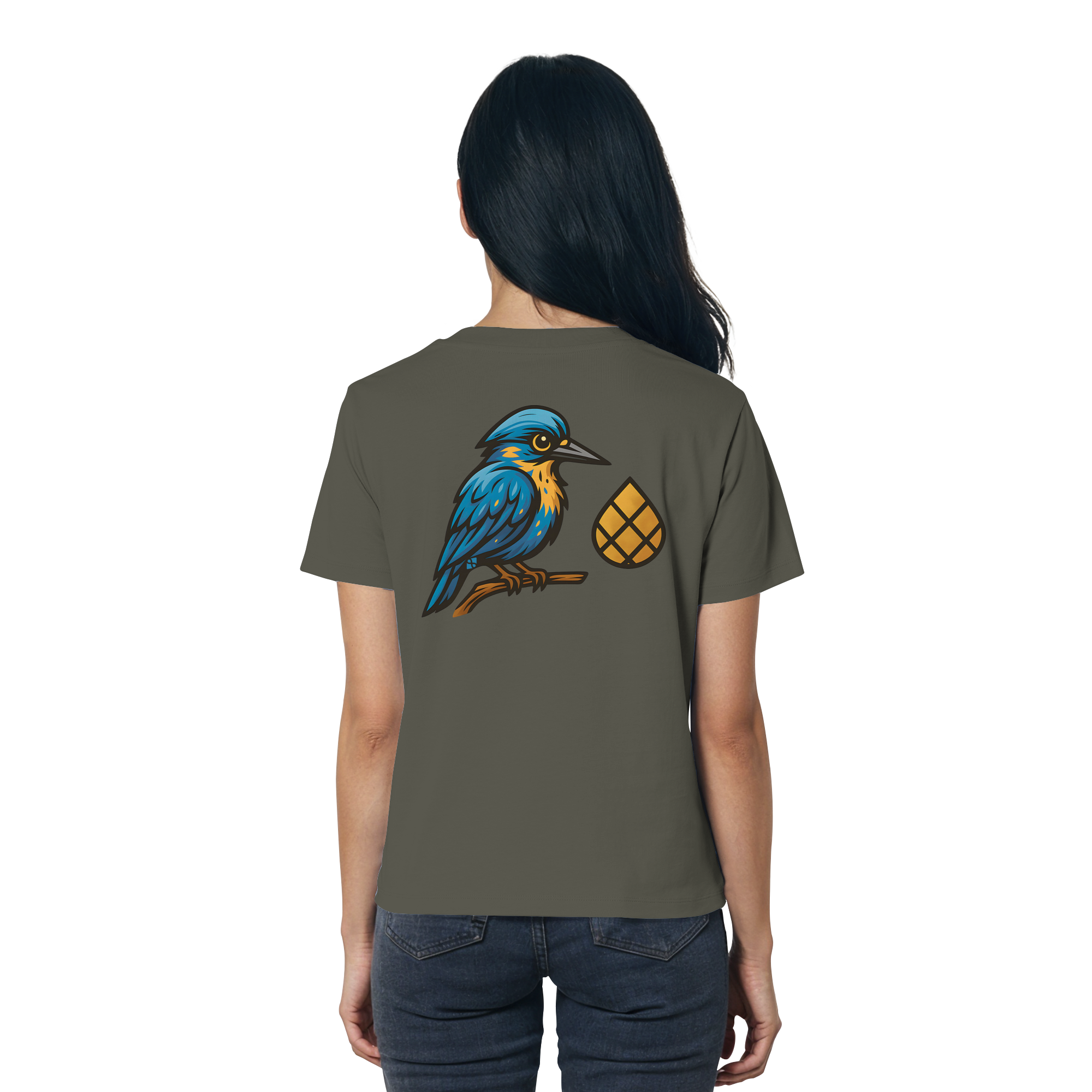 Tannenhäher mit Zirbelnuss + Emblem Stick - Ladies Organic Shirt