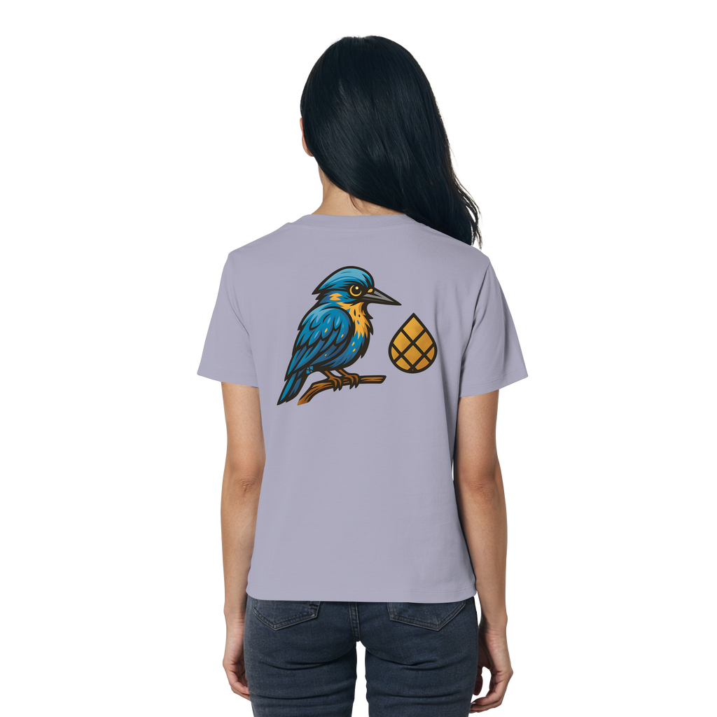 Tannenhäher mit Zirbelnuss + Emblem Stick - Ladies Organic Shirt