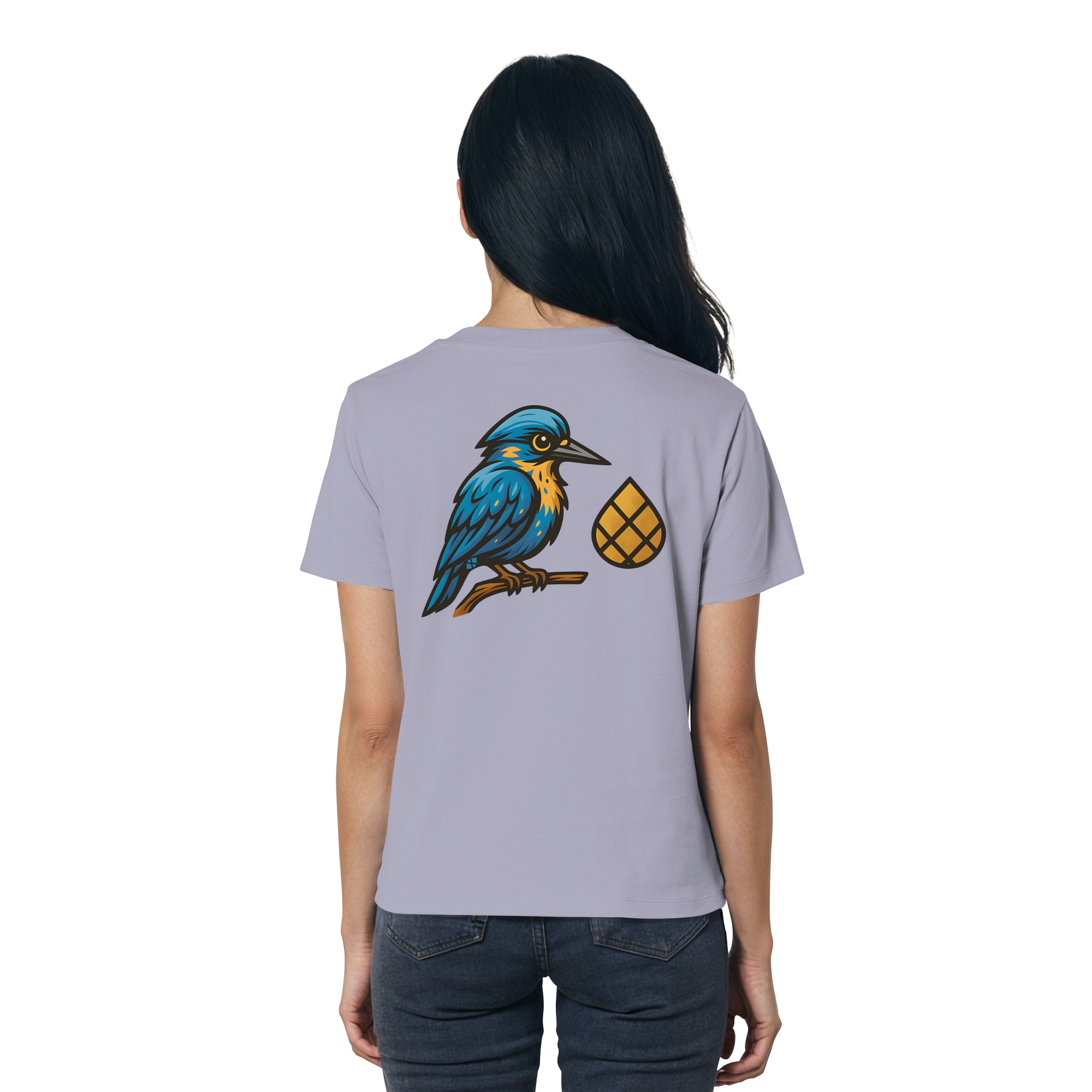 Tannenhäher mit Zirbelnuss + Emblem Stick - Ladies Organic Shirt