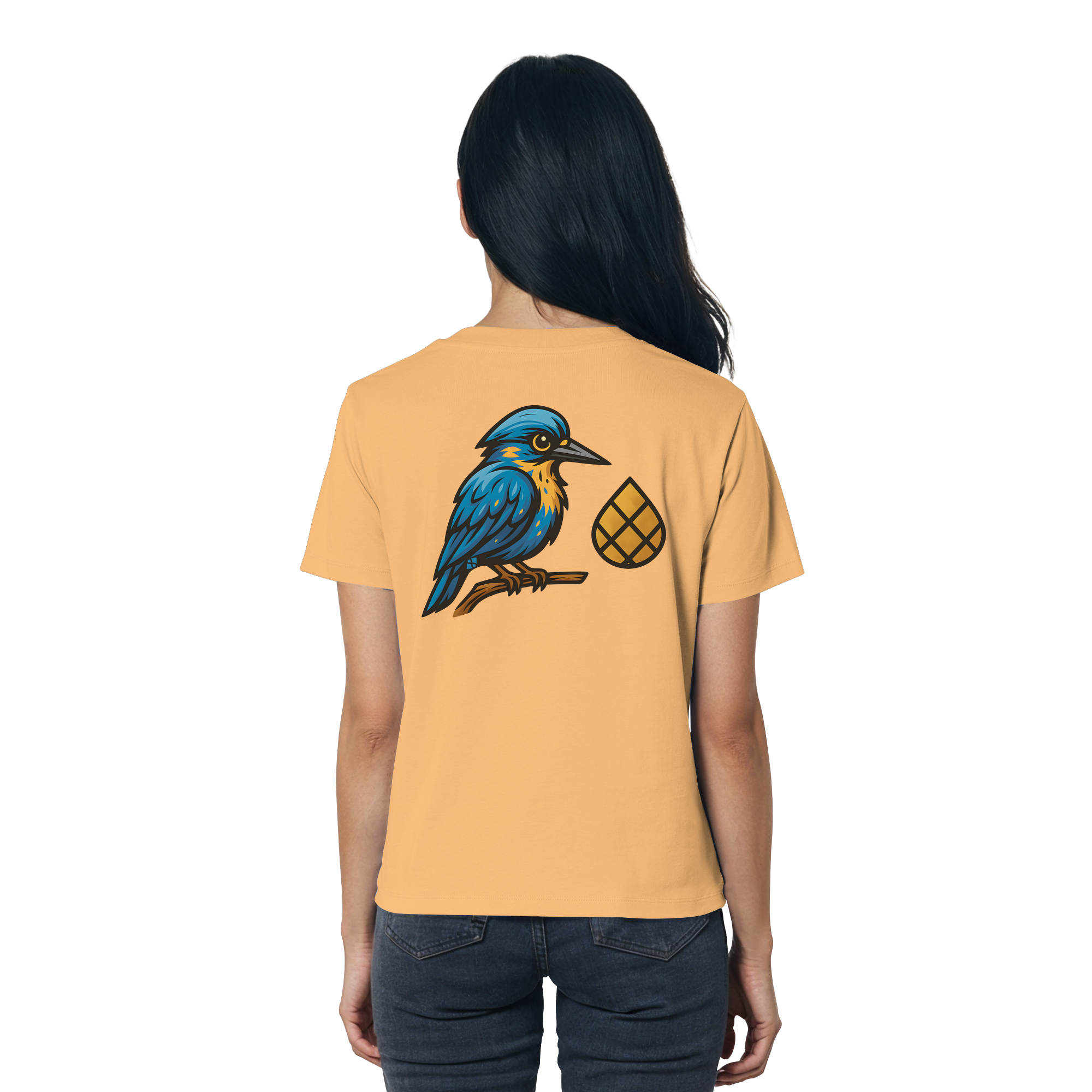 Tannenhäher mit Zirbelnuss + Emblem Stick - Ladies Organic Shirt