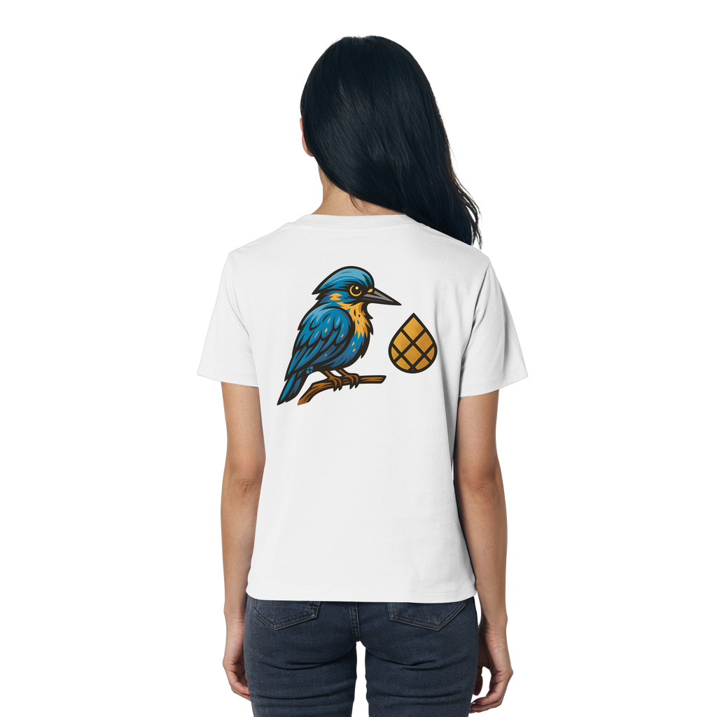Tannenhäher mit Zirbelnuss + Emblem Stick - Ladies Organic Shirt