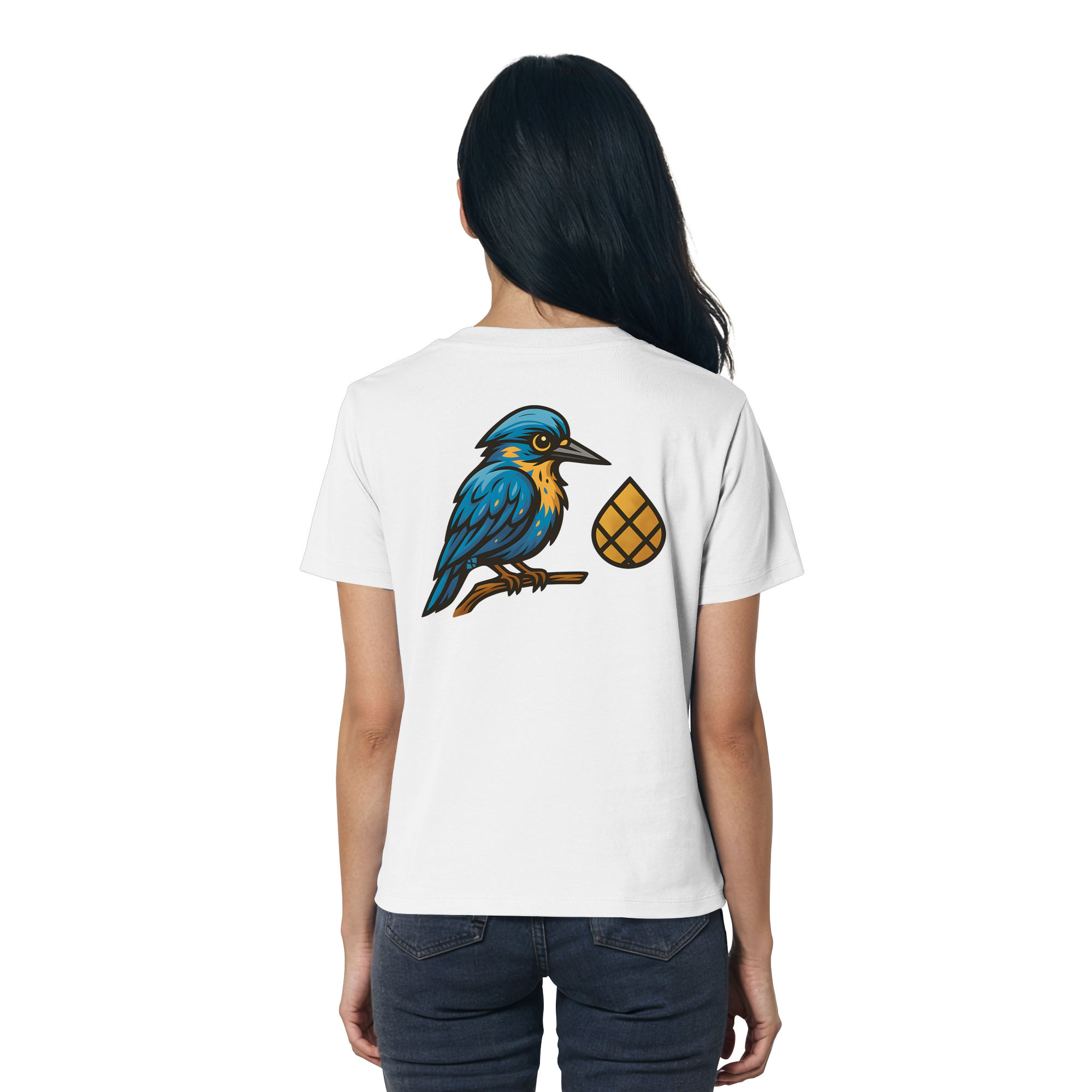 Tannenhäher mit Zirbelnuss + Emblem Stick - Ladies Organic Shirt
