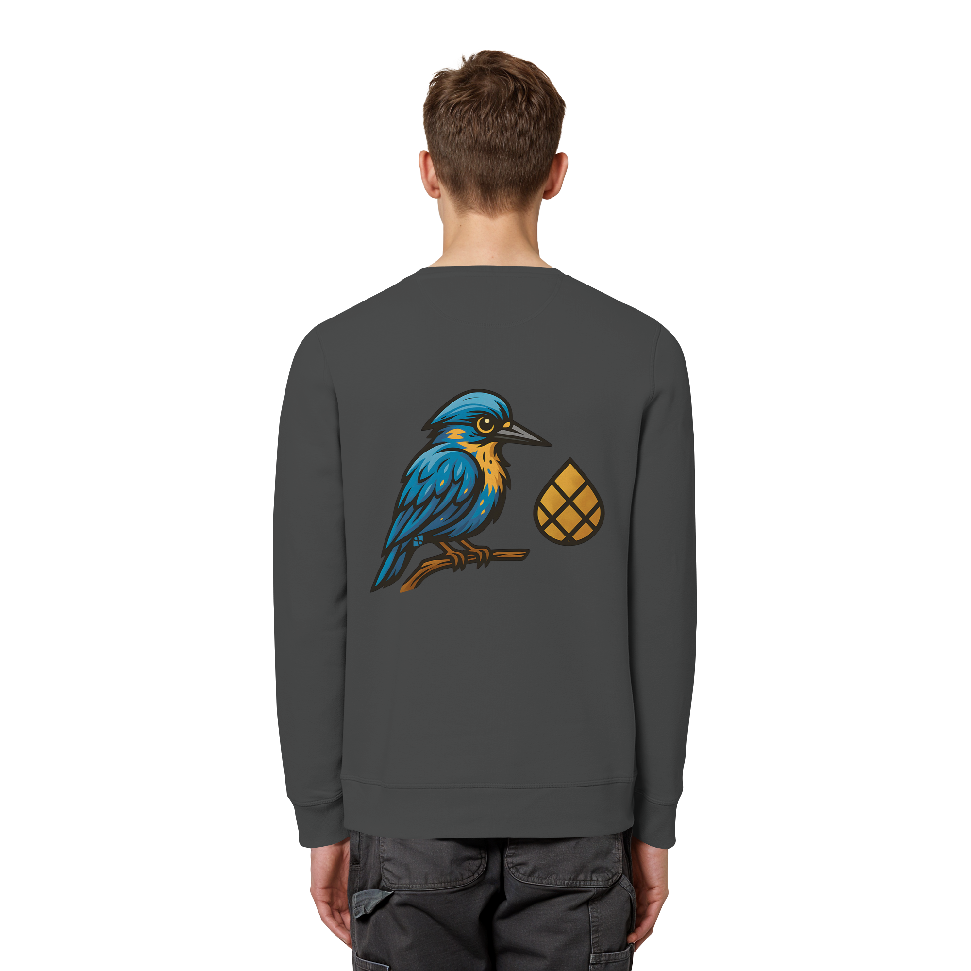 Tannenhäher mit Zirbelnuss + Emblem Stick - Organic Basic Unisex Sweatshirt