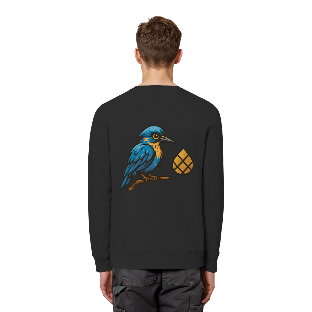 Tannenhäher mit Zirbelnuss + Emblem Stick - Organic Basic Unisex Sweatshirt