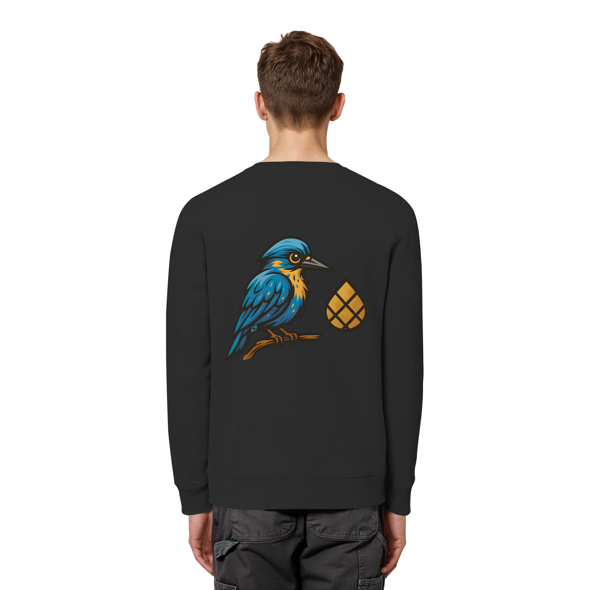 Tannenhäher mit Zirbelnuss + Emblem Stick - Organic Basic Unisex Sweatshirt