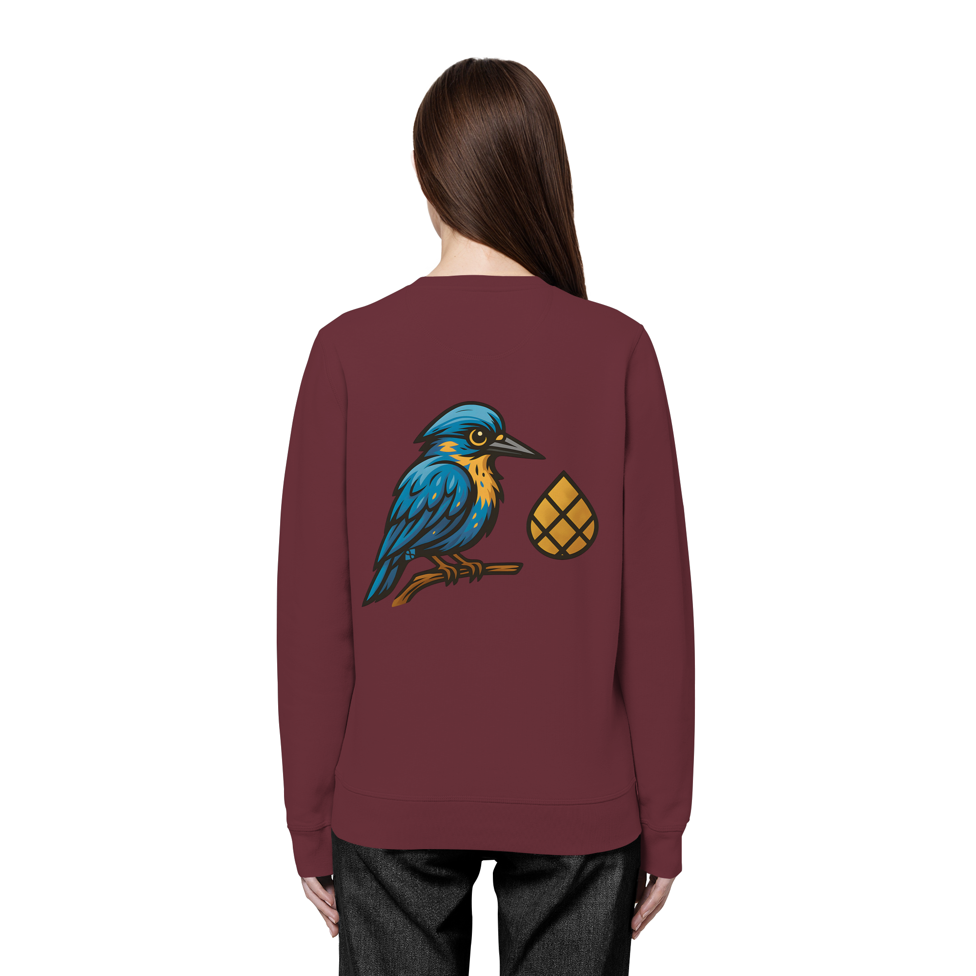 Tannenhäher mit Zirbelnuss + Emblem Stick - Organic Basic Unisex Sweatshirt