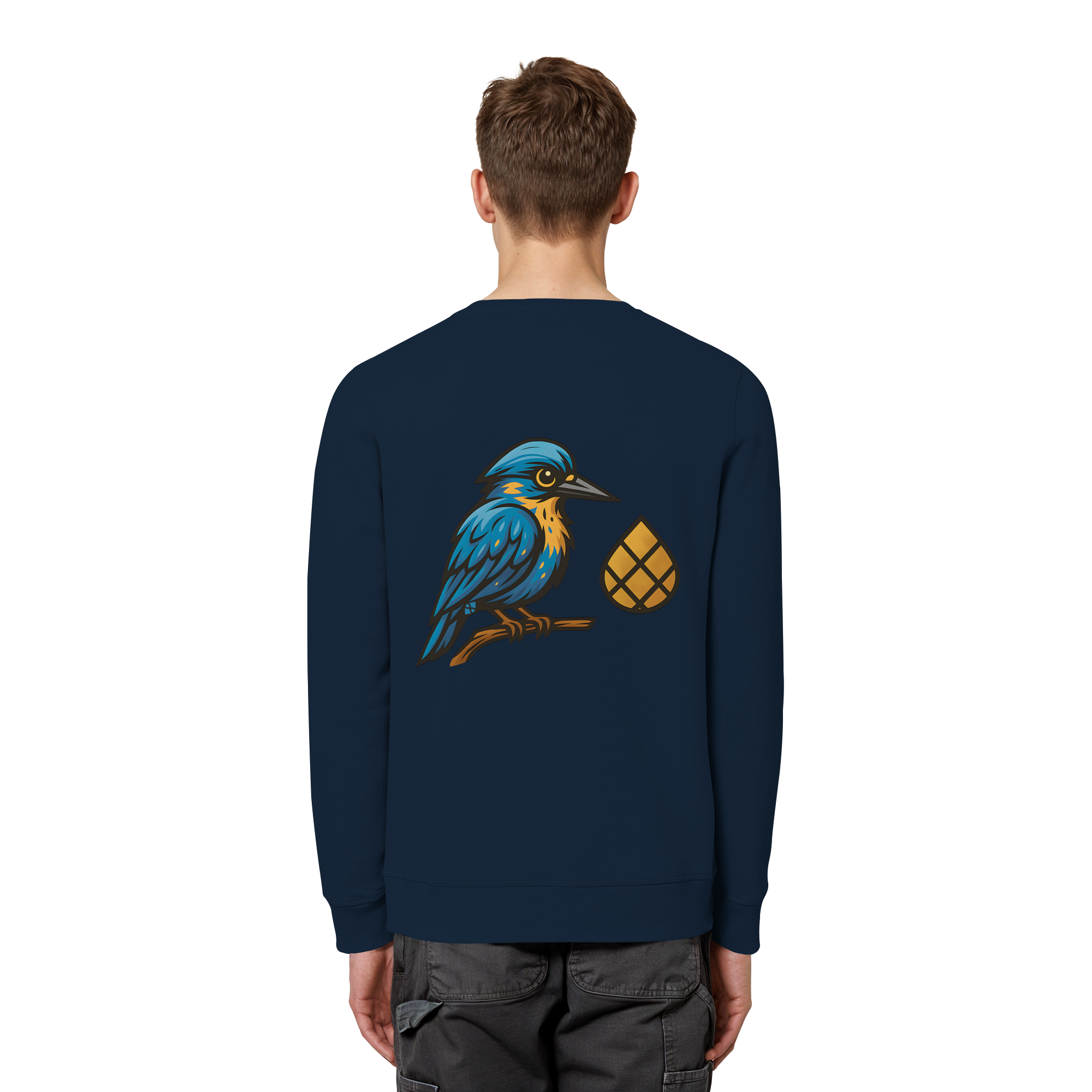 Tannenhäher mit Zirbelnuss + Emblem Stick - Organic Basic Unisex Sweatshirt