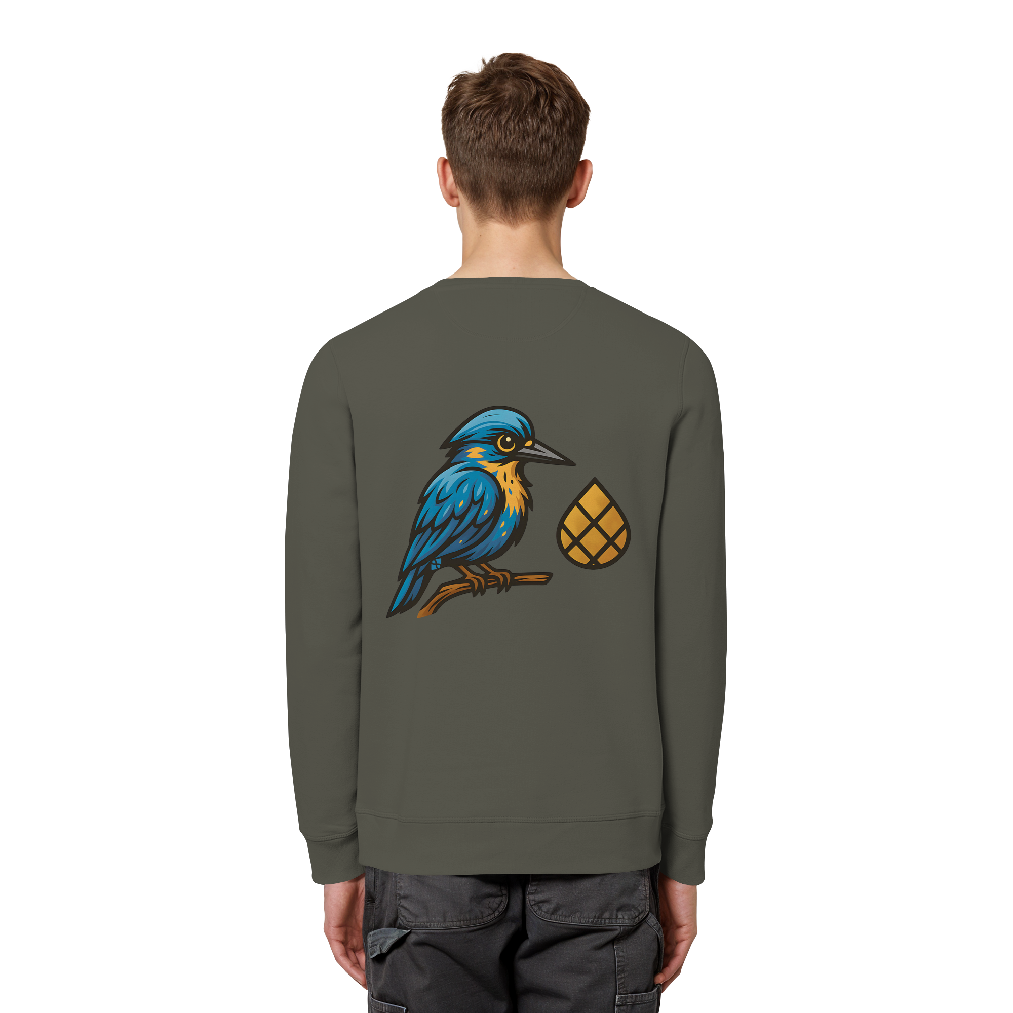 Tannenhäher mit Zirbelnuss + Emblem Stick - Organic Basic Unisex Sweatshirt