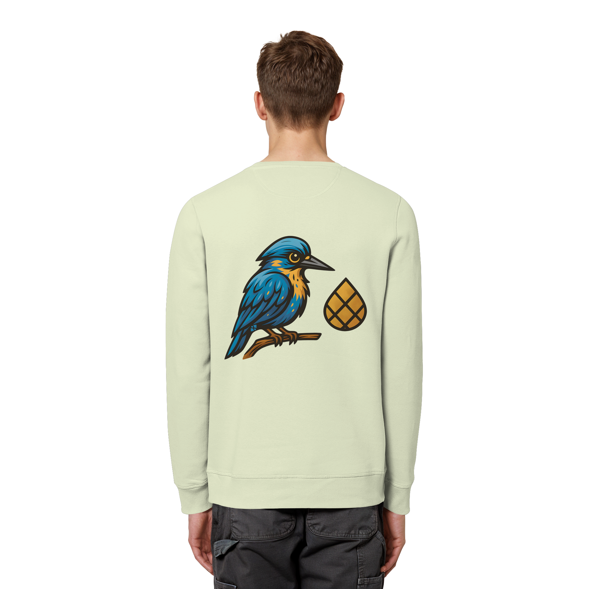 Tannenhäher mit Zirbelnuss + Emblem Stick - Organic Basic Unisex Sweatshirt