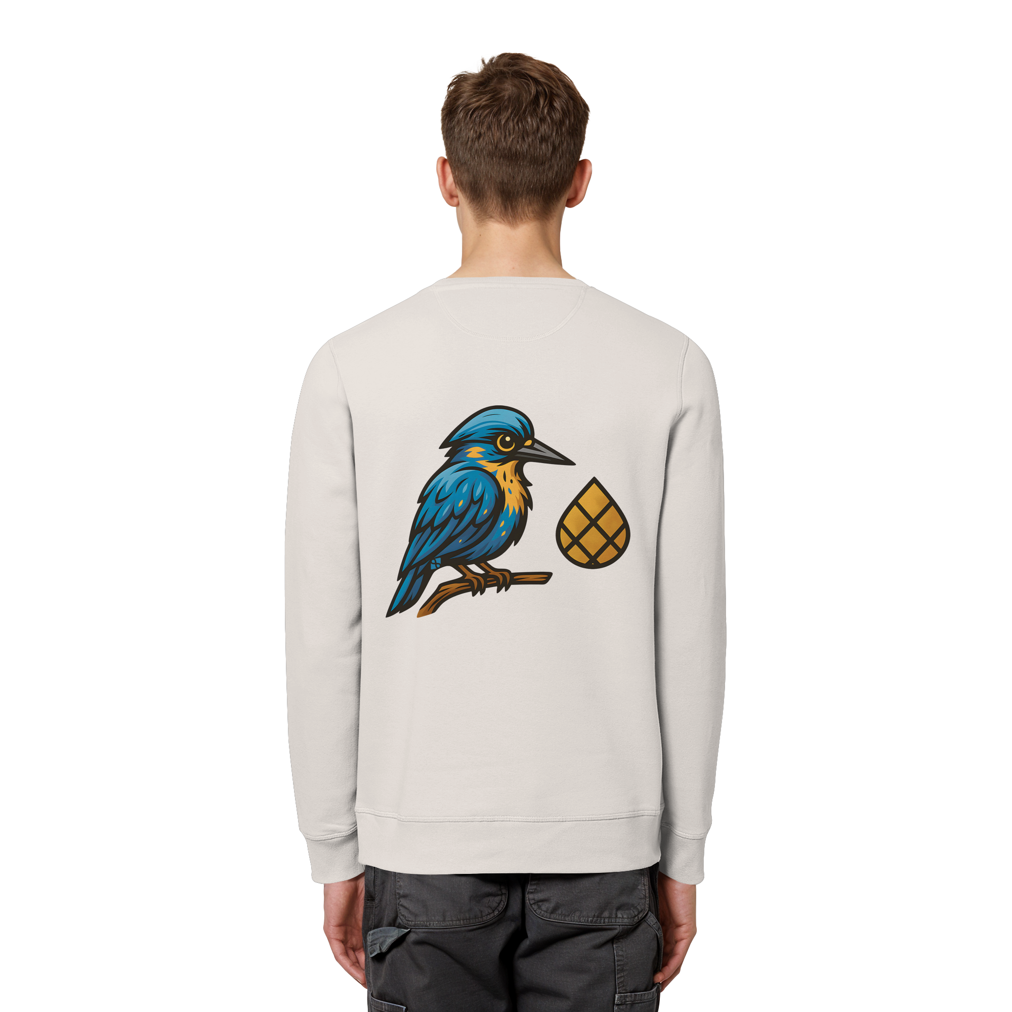 Tannenhäher mit Zirbelnuss + Emblem Stick - Organic Basic Unisex Sweatshirt