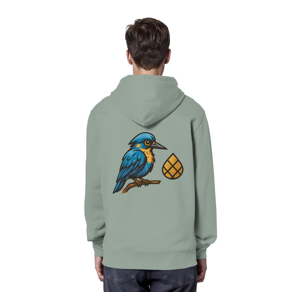 Tannenhäher mit Zirbelnuss + Emblem Stick - Organic Hoodie