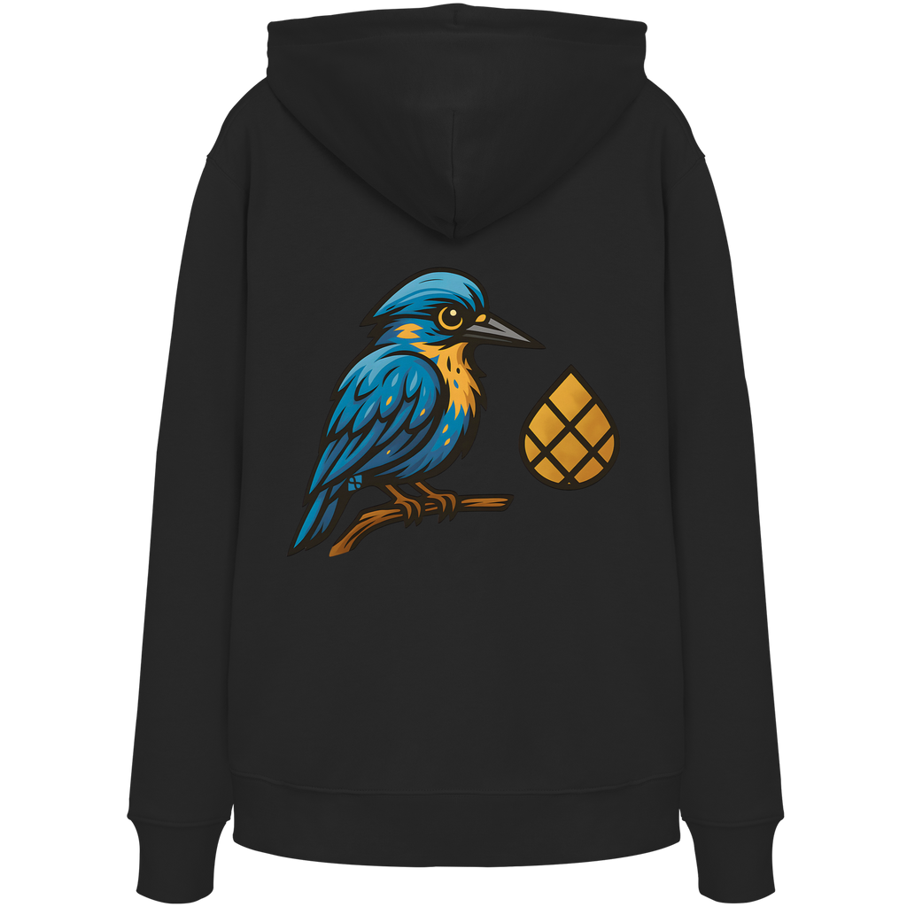 Tannenhäher mit Zirbelnuss + Emblem Stick - Organic Hoodie