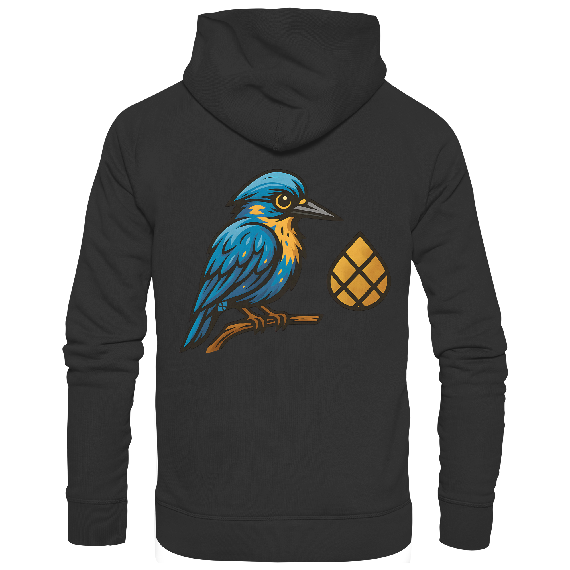 Tannenhäher mit Zirbelnuss + Emblem Stick - Organic Hoodie