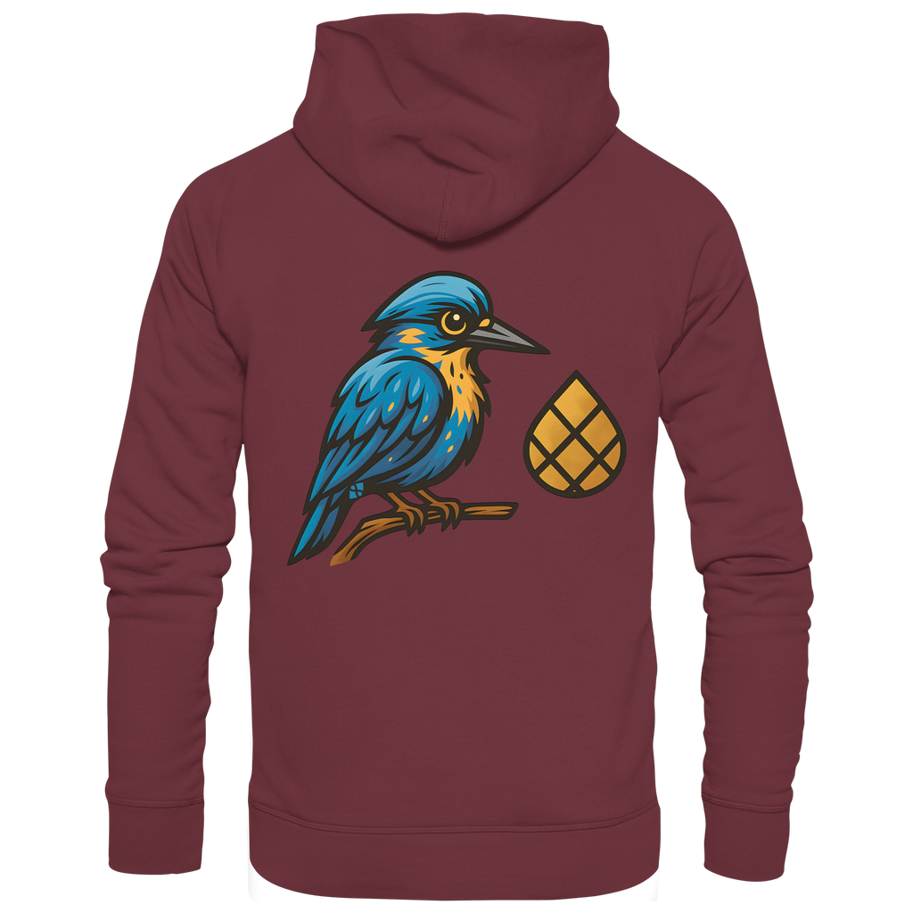 Tannenhäher mit Zirbelnuss + Emblem Stick - Organic Hoodie