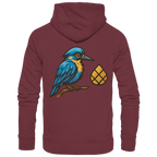 Tannenhäher mit Zirbelnuss + Emblem Stick - Organic Hoodie