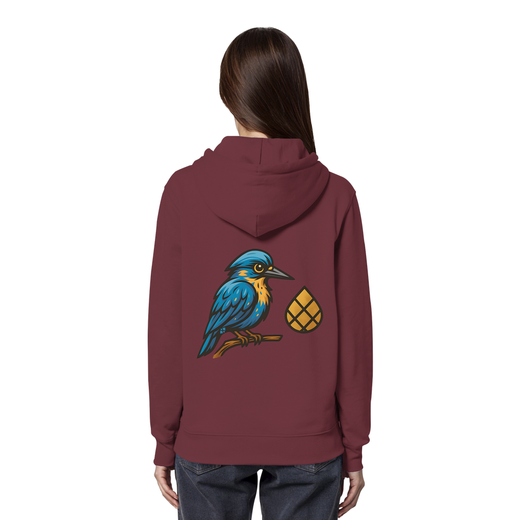 Tannenhäher mit Zirbelnuss + Emblem Stick - Organic Hoodie