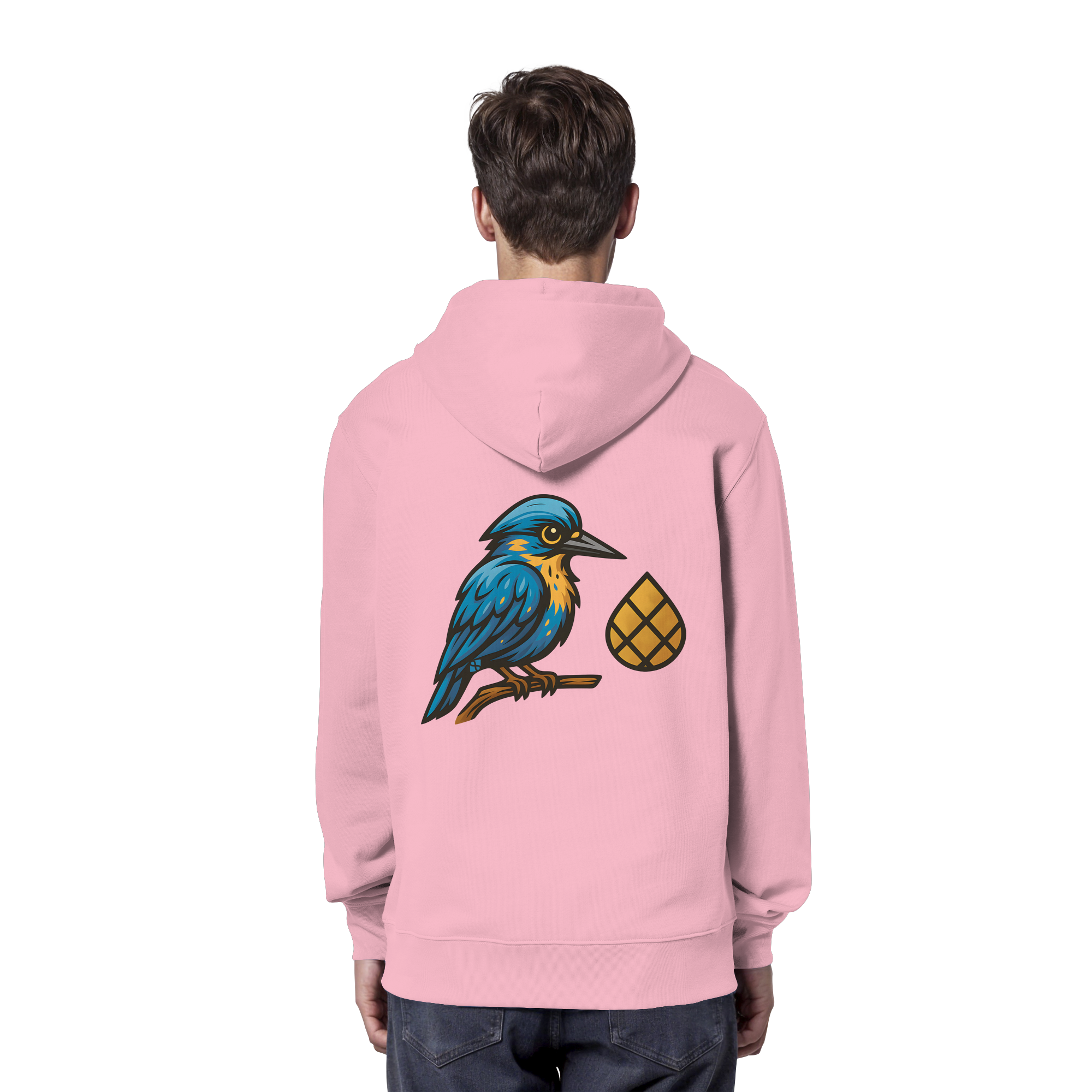 Tannenhäher mit Zirbelnuss + Emblem Stick - Organic Hoodie