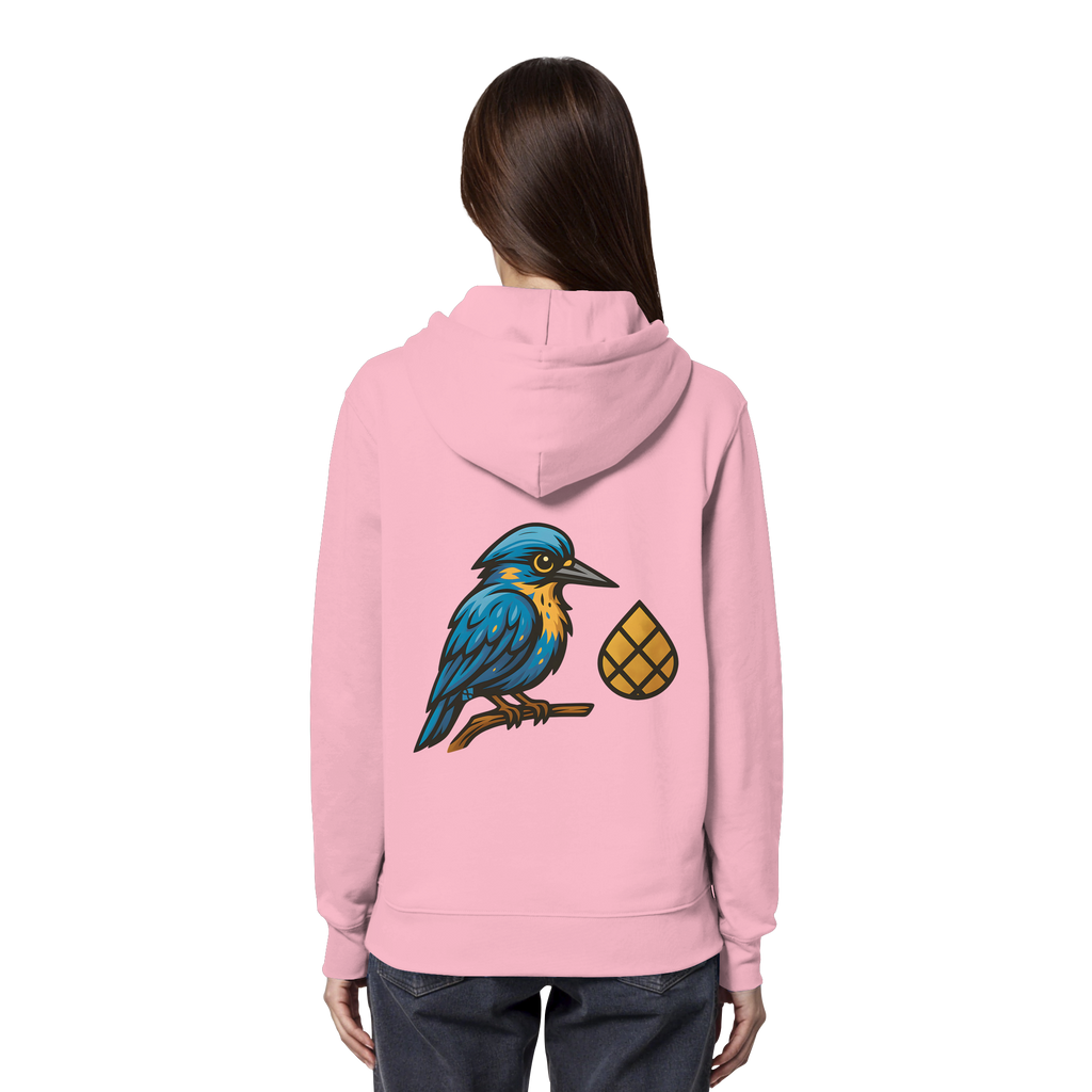 Tannenhäher mit Zirbelnuss + Emblem Stick - Organic Hoodie