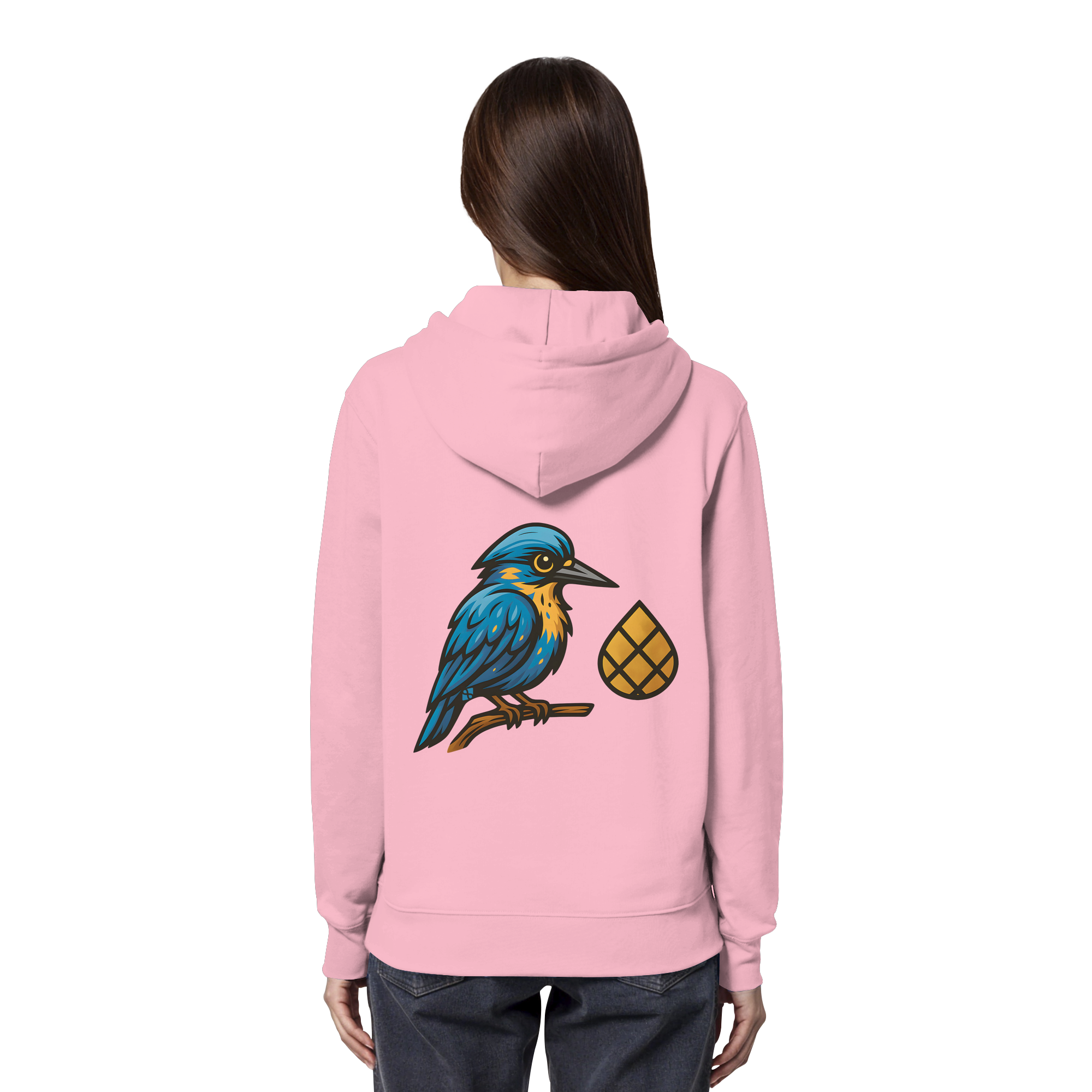 Tannenhäher mit Zirbelnuss + Emblem Stick - Organic Hoodie