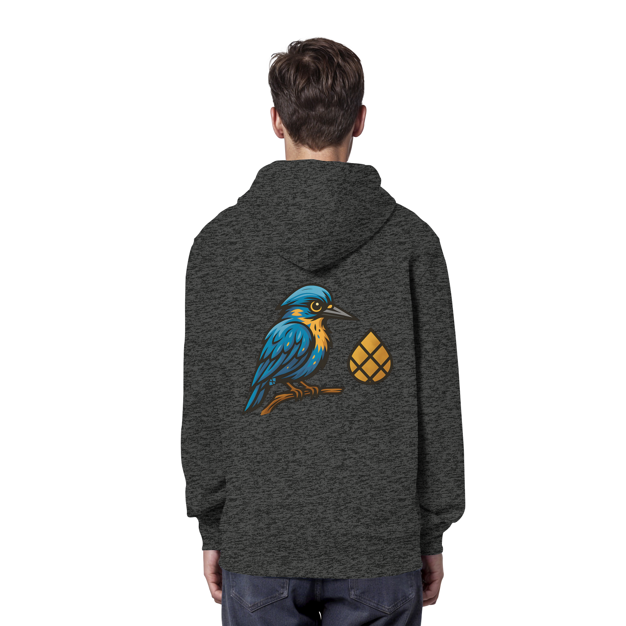 Tannenhäher mit Zirbelnuss + Emblem Stick - Organic Hoodie