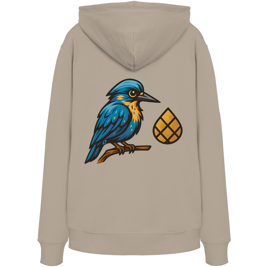 Tannenhäher mit Zirbelnuss + Emblem Stick - Organic Hoodie