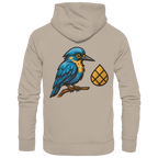 Tannenhäher mit Zirbelnuss + Emblem Stick - Organic Hoodie
