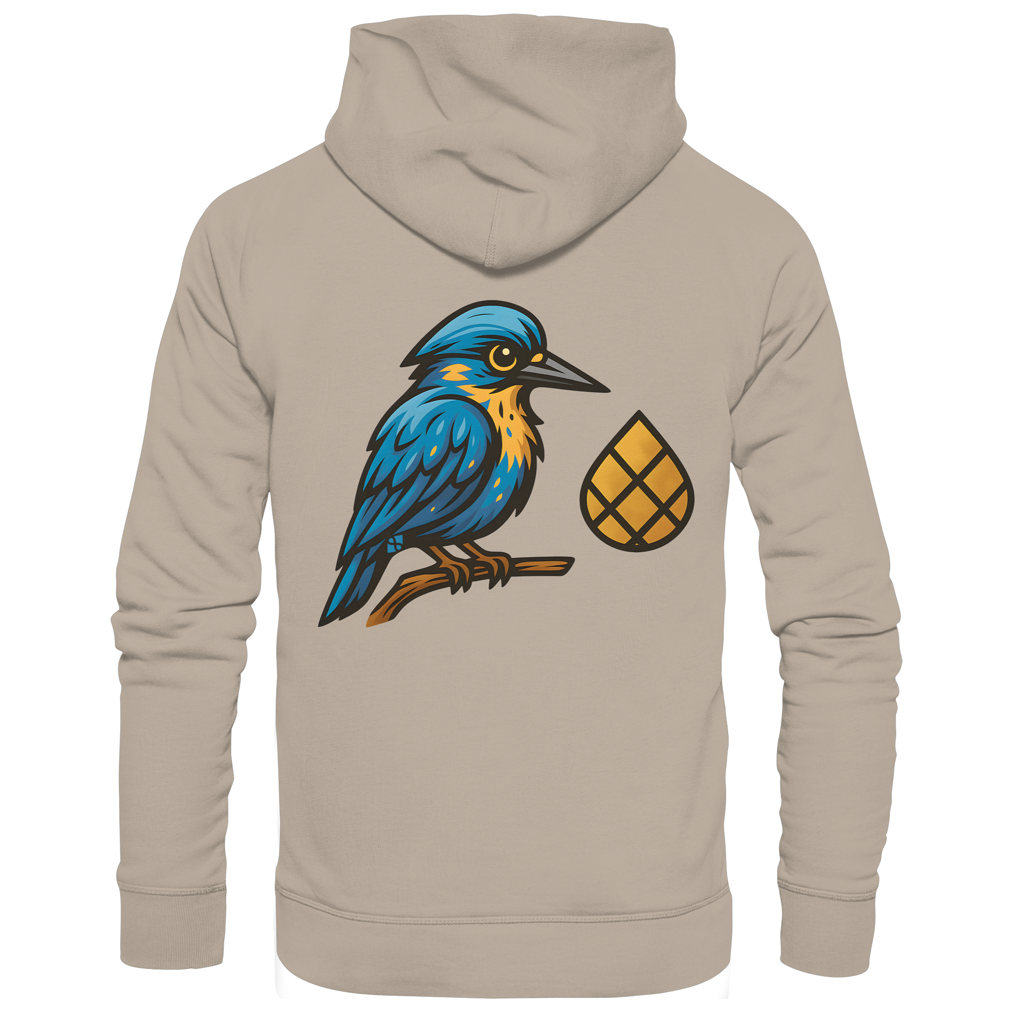 Tannenhäher mit Zirbelnuss + Emblem Stick - Organic Hoodie