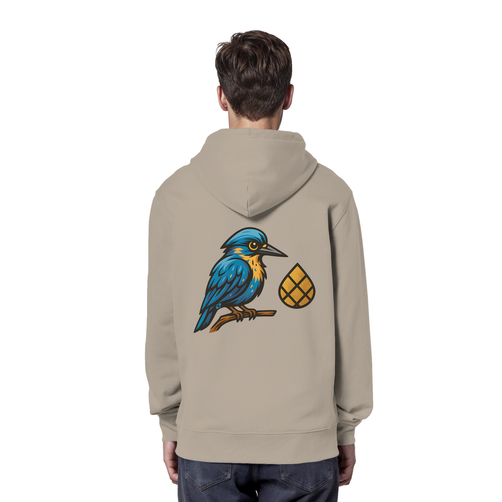 Tannenhäher mit Zirbelnuss + Emblem Stick - Organic Hoodie