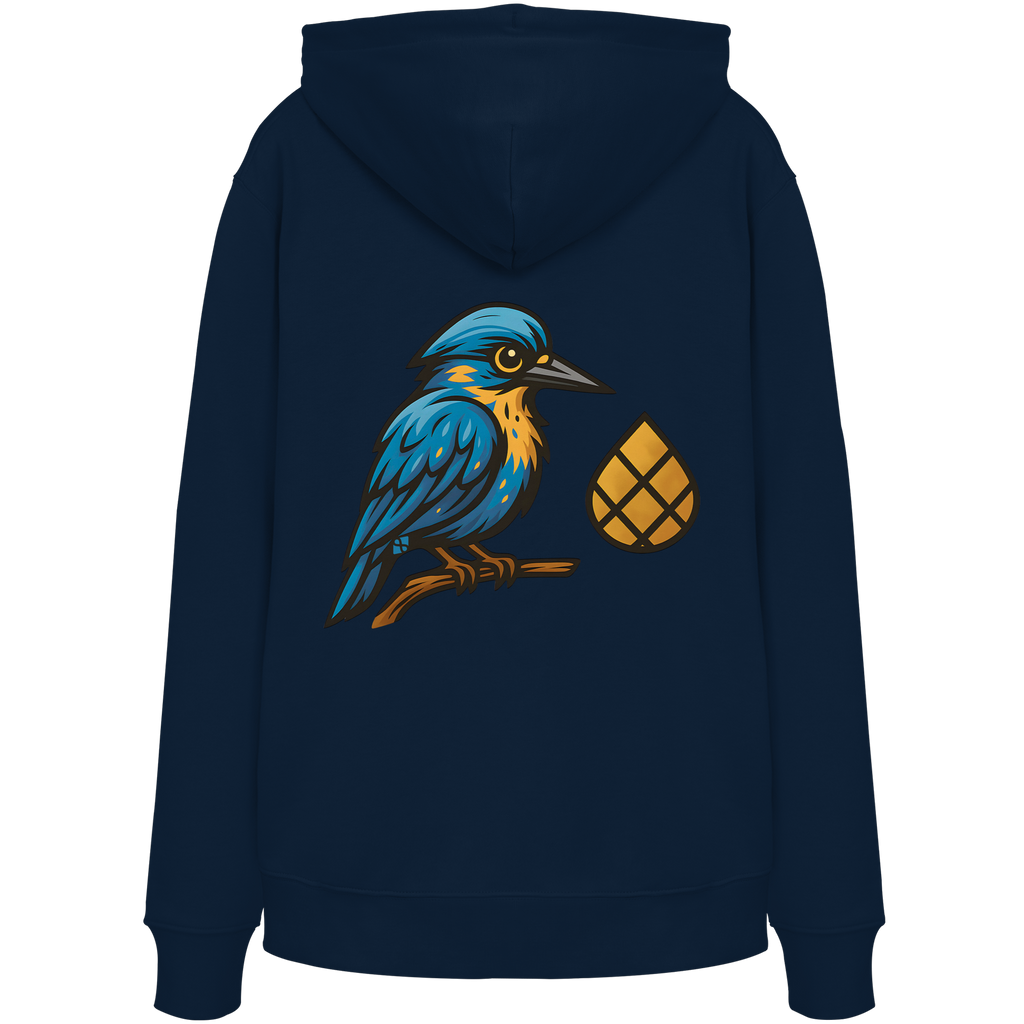 Tannenhäher mit Zirbelnuss + Emblem Stick - Organic Hoodie