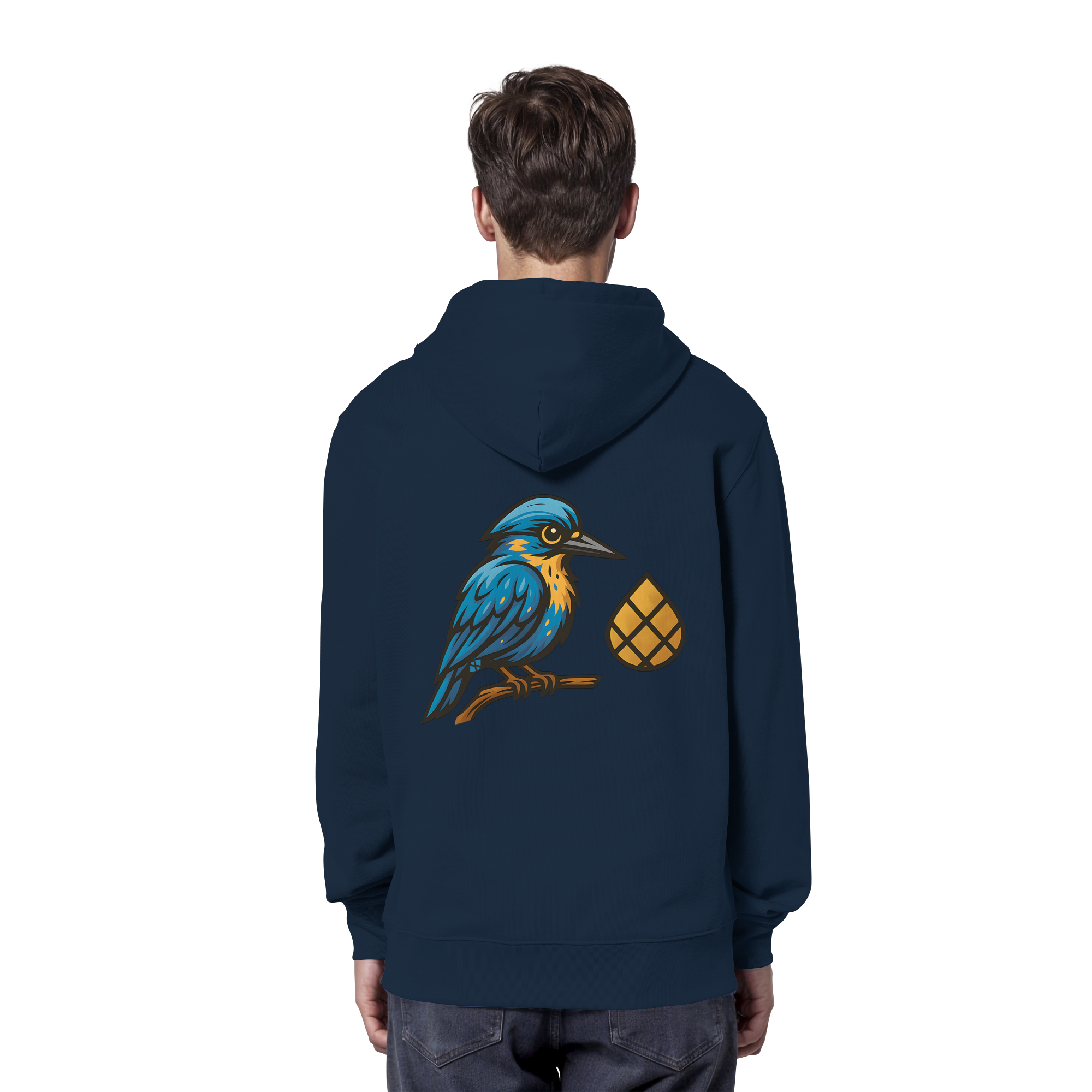 Tannenhäher mit Zirbelnuss + Emblem Stick - Organic Hoodie