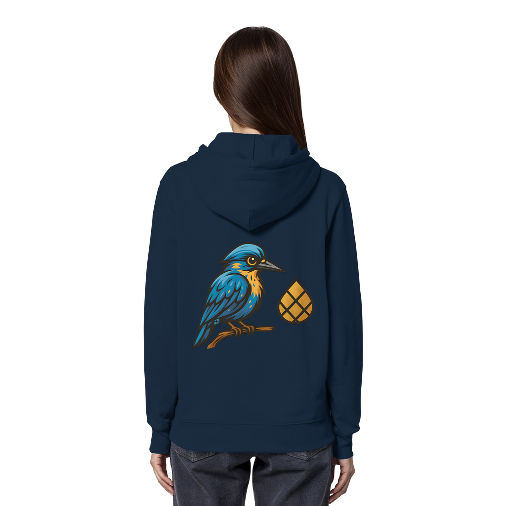 Tannenhäher mit Zirbelnuss + Emblem Stick - Organic Hoodie