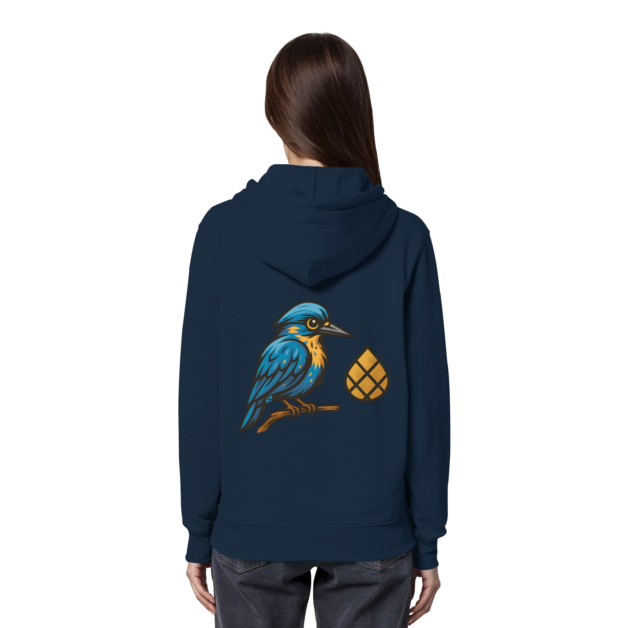 Tannenhäher mit Zirbelnuss + Emblem Stick - Organic Hoodie