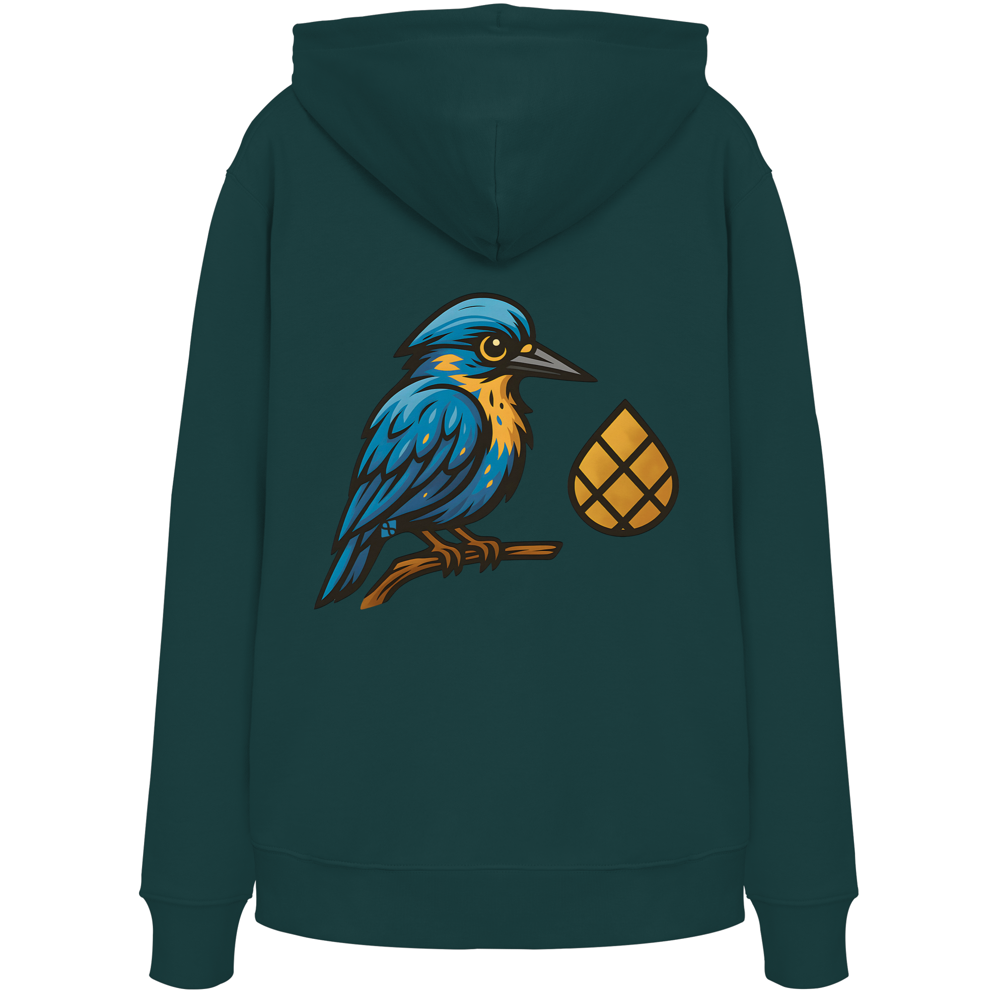 Tannenhäher mit Zirbelnuss + Emblem Stick - Organic Hoodie