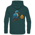 Tannenhäher mit Zirbelnuss + Emblem Stick - Organic Hoodie