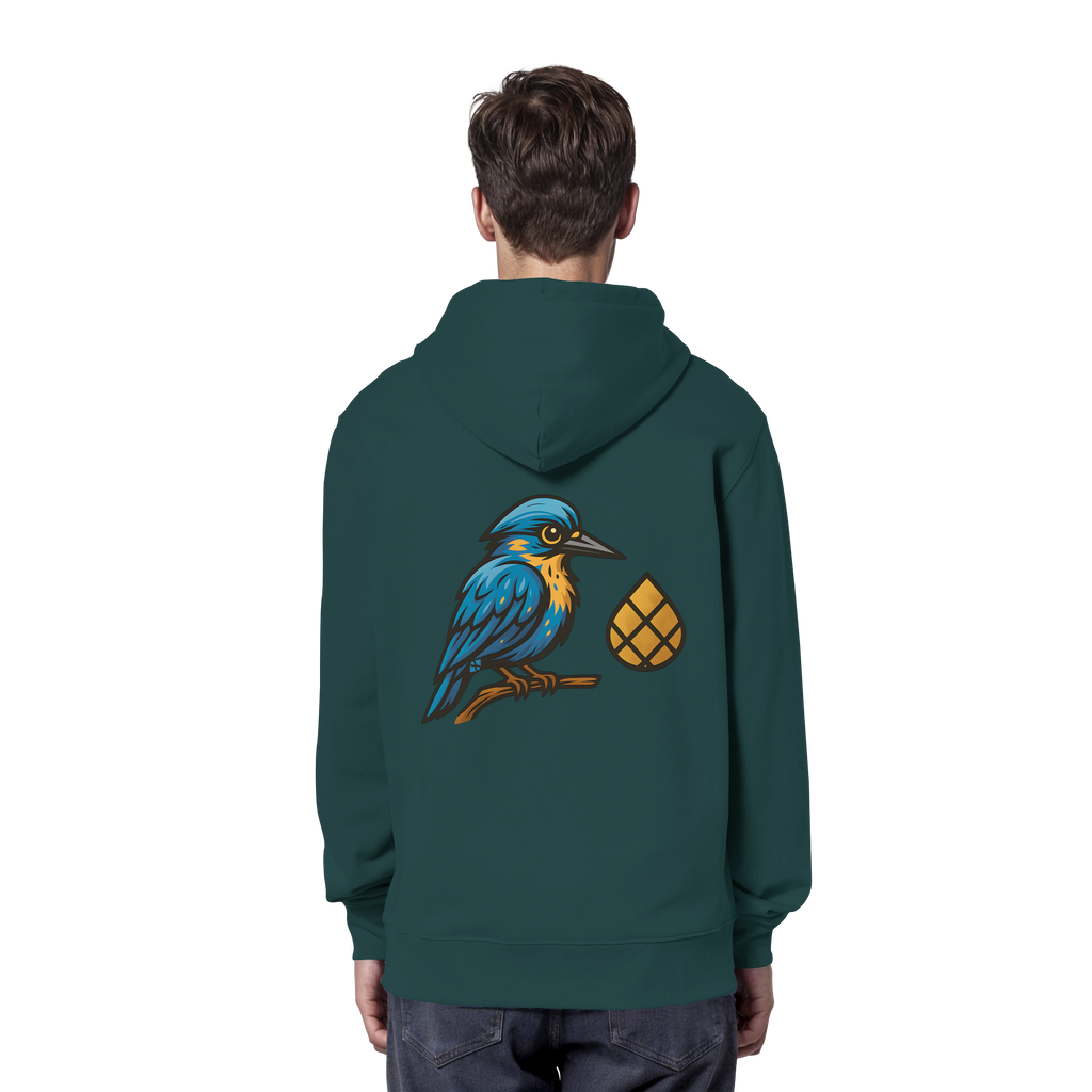 Tannenhäher mit Zirbelnuss + Emblem Stick - Organic Hoodie