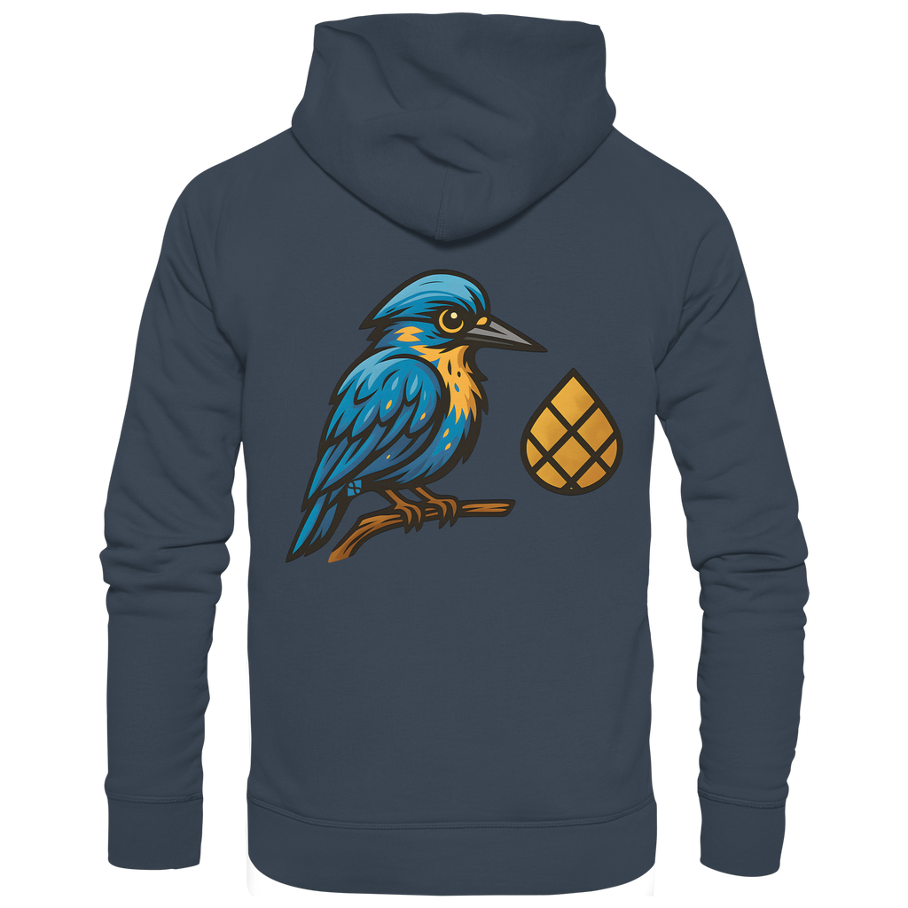 Tannenhäher mit Zirbelnuss + Emblem Stick - Organic Hoodie