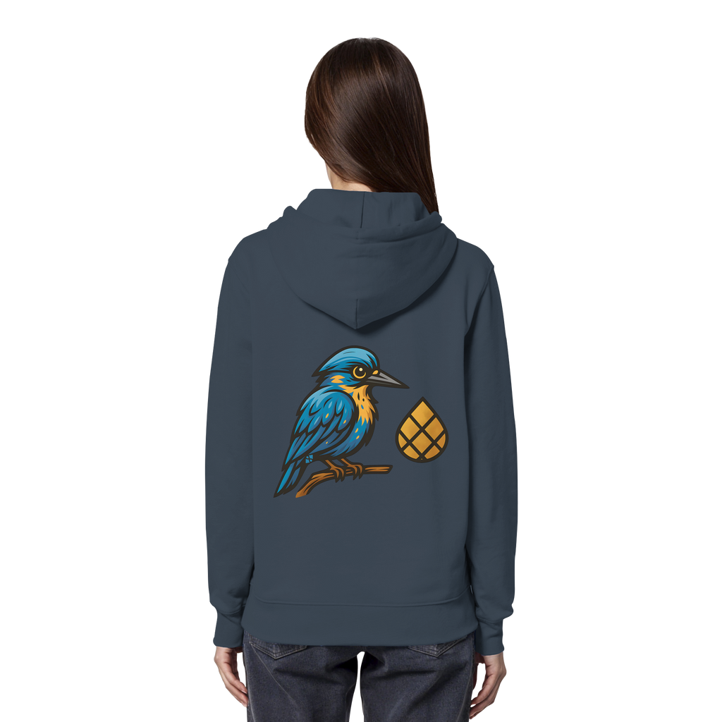 Tannenhäher mit Zirbelnuss + Emblem Stick - Organic Hoodie