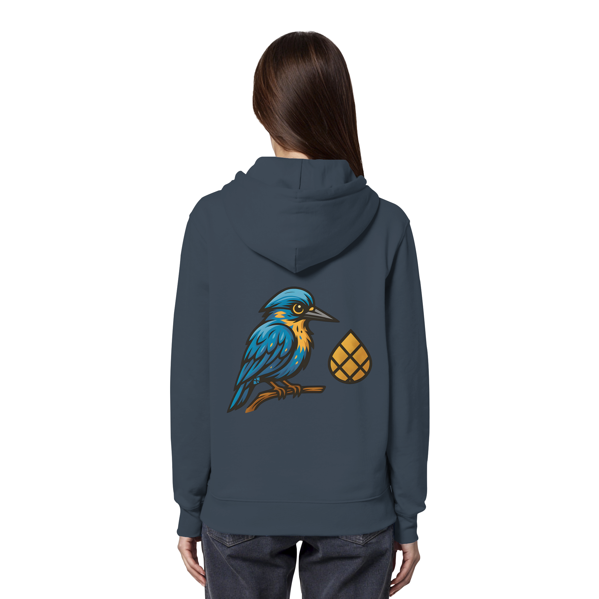 Tannenhäher mit Zirbelnuss + Emblem Stick - Organic Hoodie