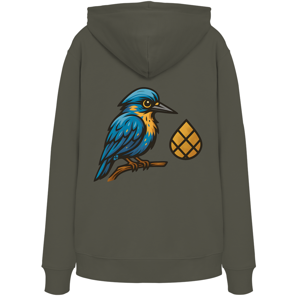 Tannenhäher mit Zirbelnuss + Emblem Stick - Organic Hoodie