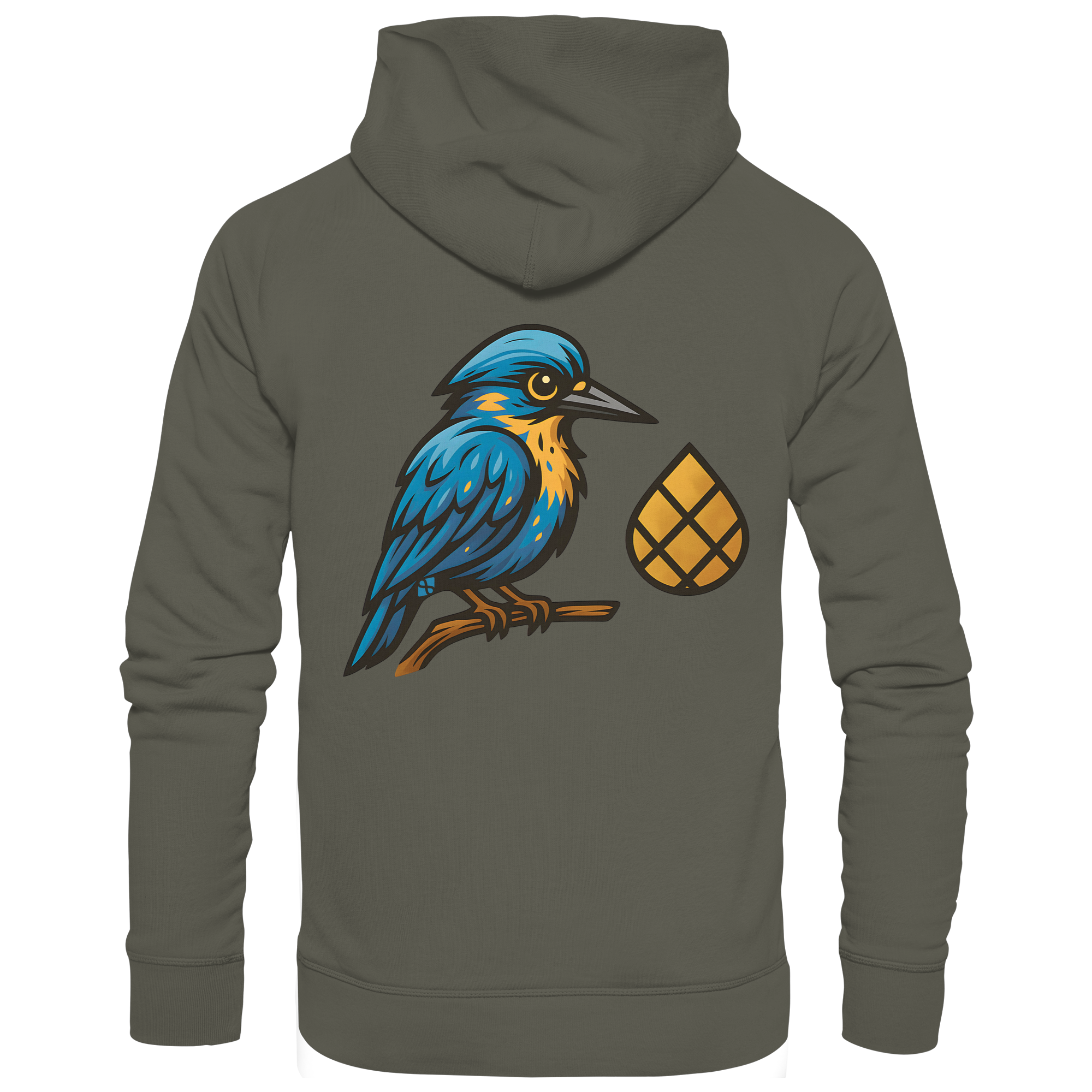 Tannenhäher mit Zirbelnuss + Emblem Stick - Organic Hoodie