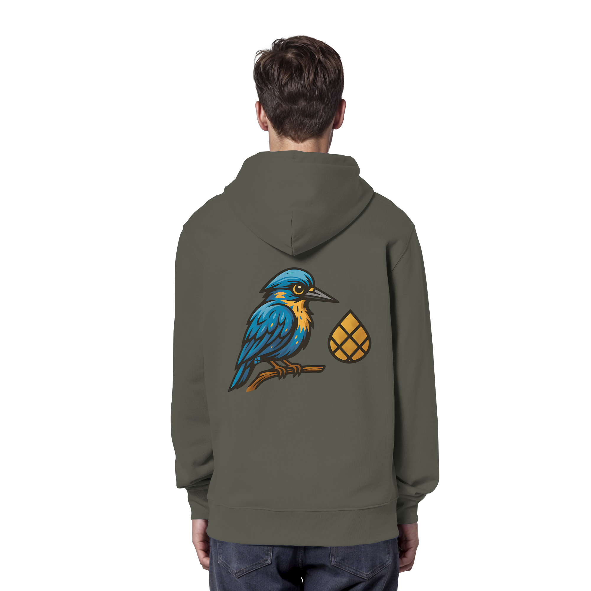 Tannenhäher mit Zirbelnuss + Emblem Stick - Organic Hoodie